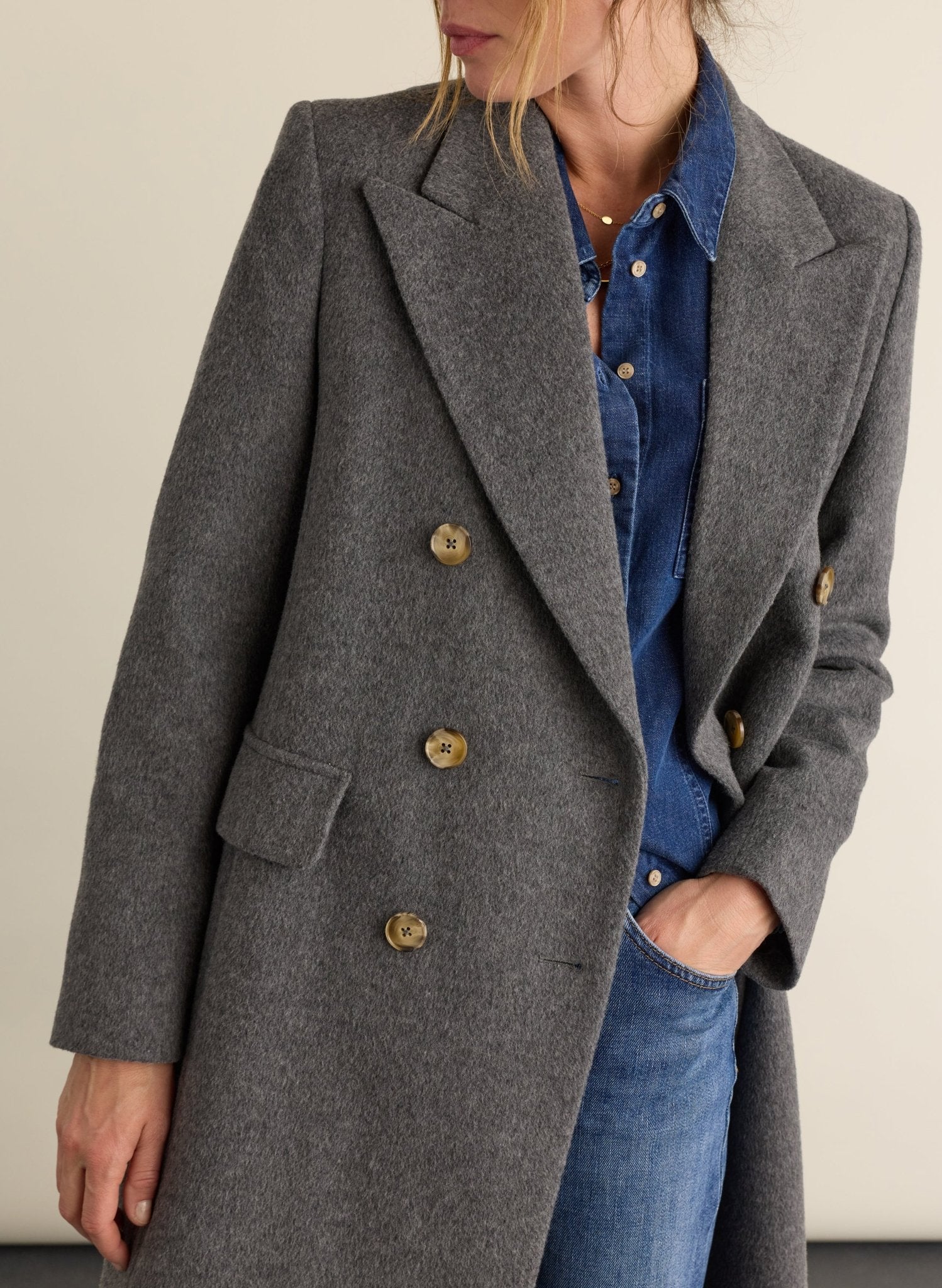 Kennedy Wool Blend Tailored Coat - Grey Baukjen