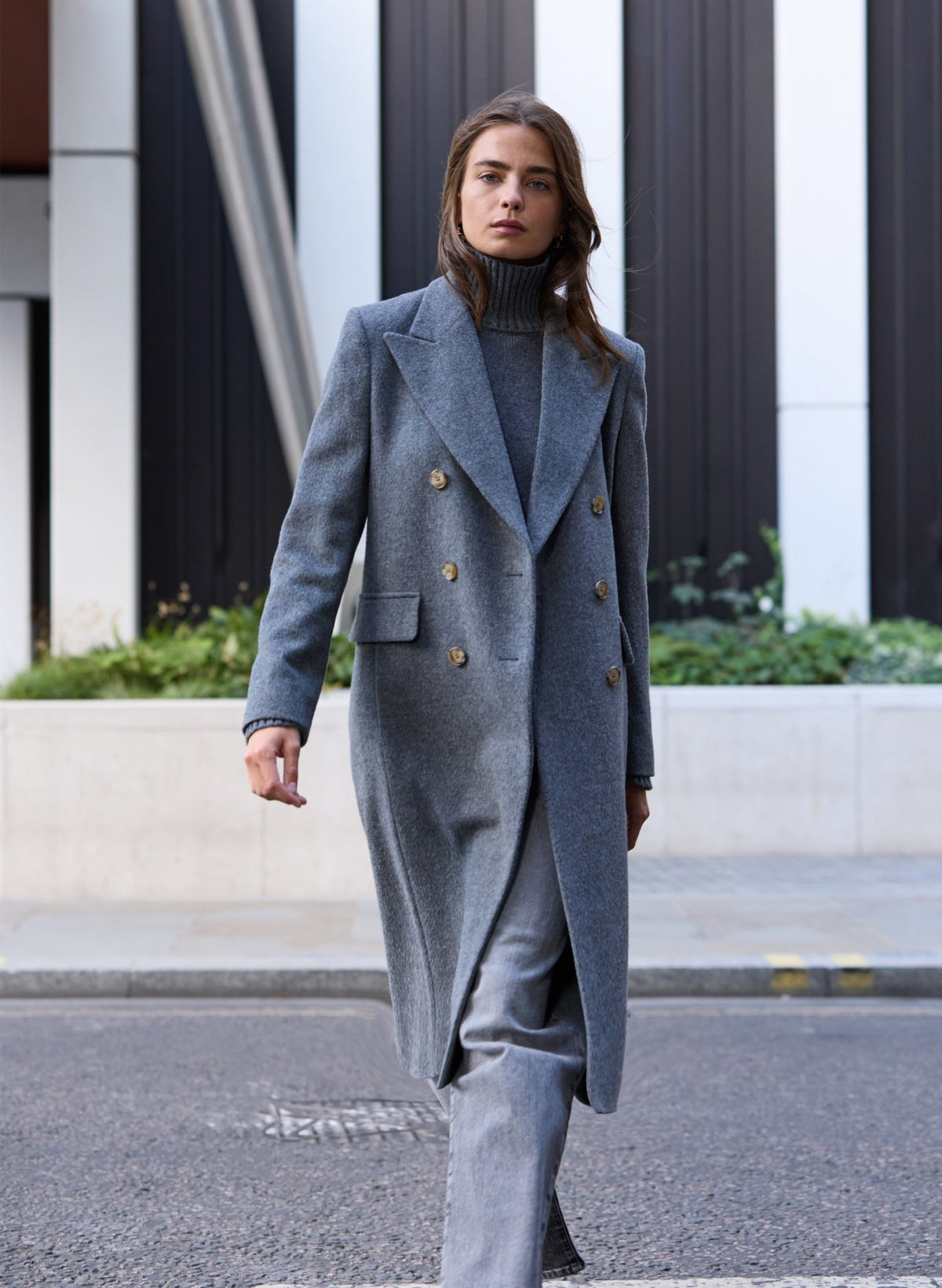 Kennedy Wool Blend Tailored Coat - Grey Baukjen