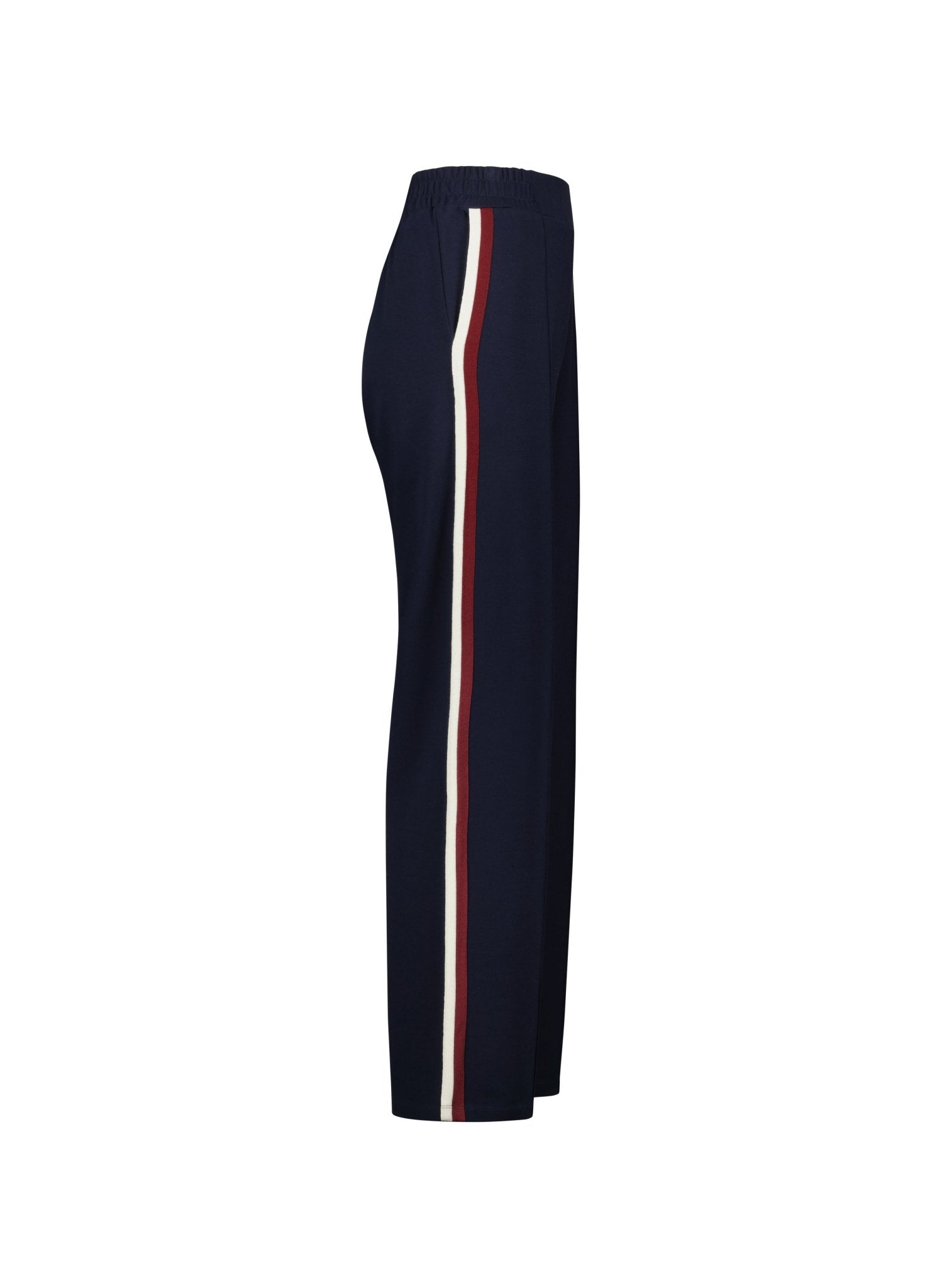 Kerry Side Stripe Trousers - Navy, Cream & Burgundy Stripe Baukjen