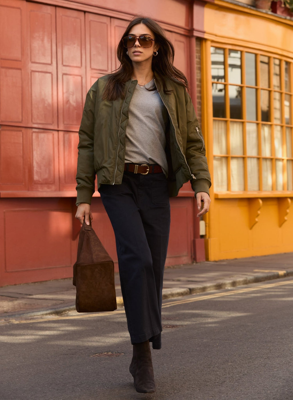 Kiana Organic Cotton V - Neck Slim Tee - Grey Marl Baukjen