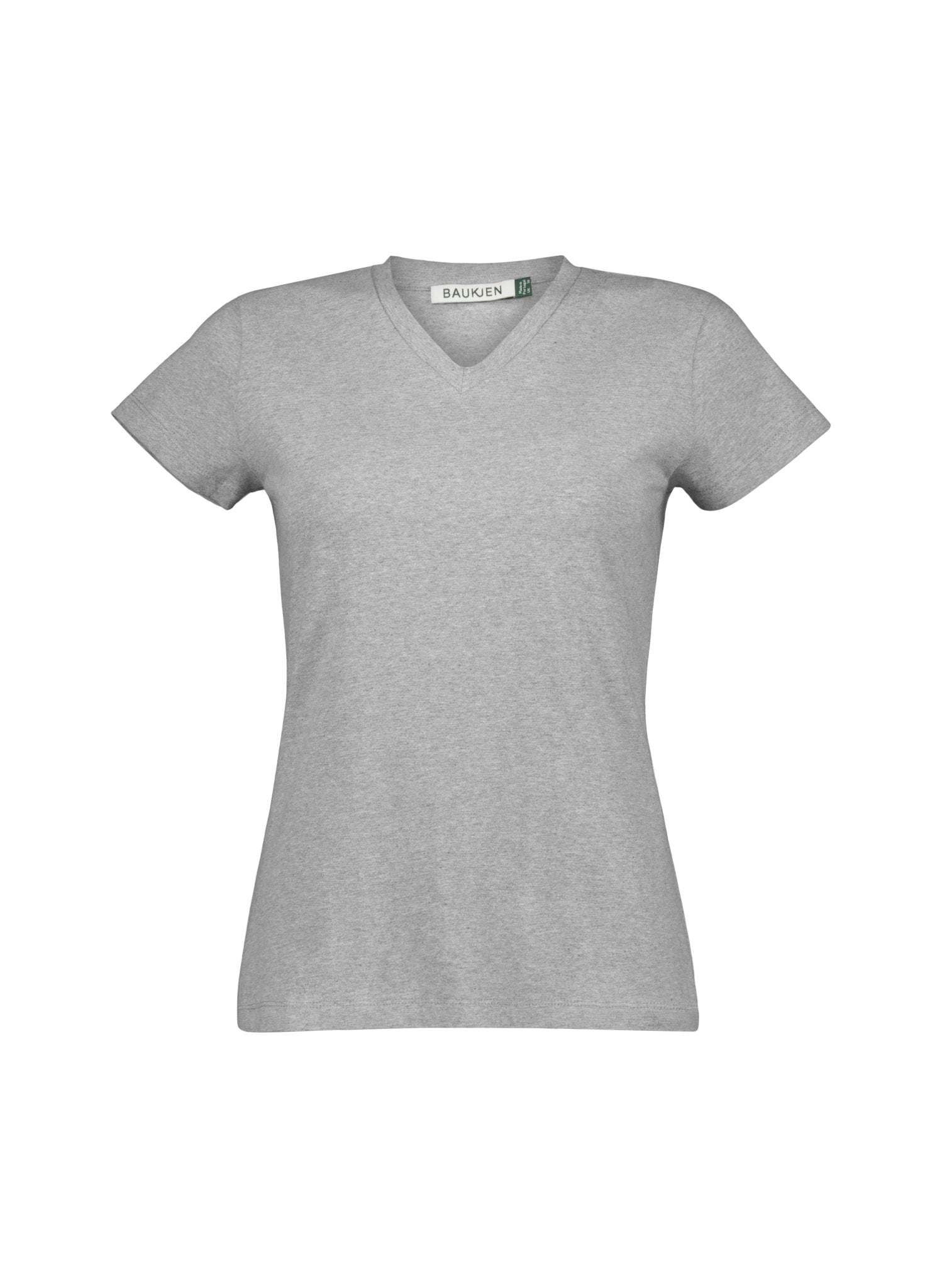 Kiana Organic Cotton V - Neck Slim Tee - Grey Marl Baukjen