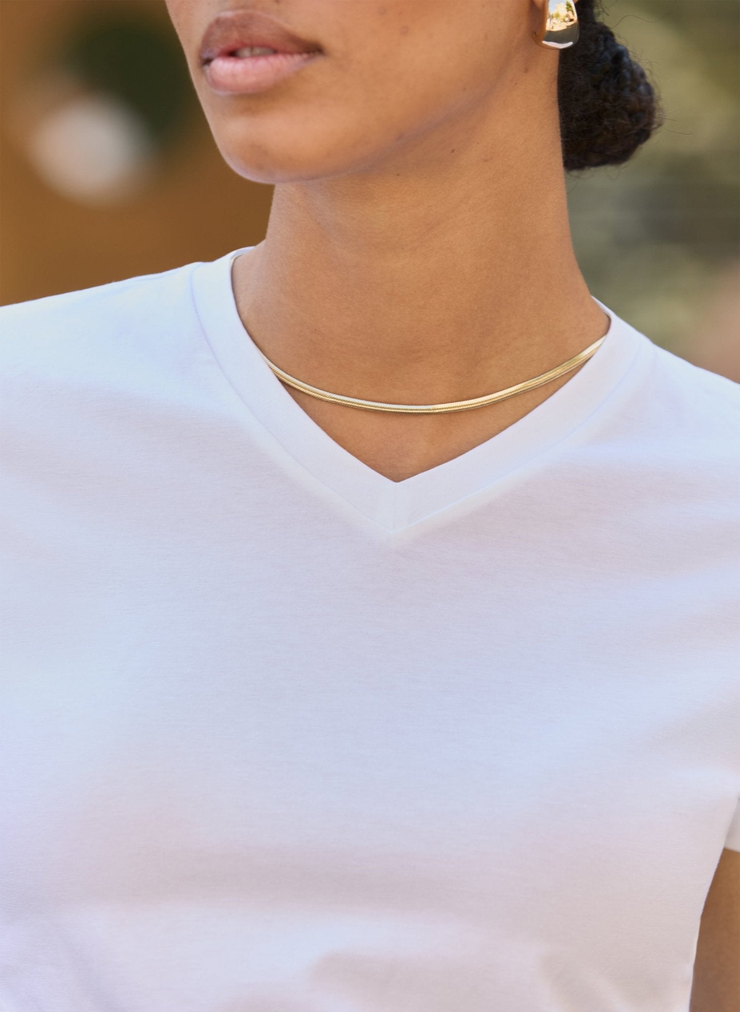 Kiana Organic Cotton V-Neck Slim Tee - Pure White Baukjen