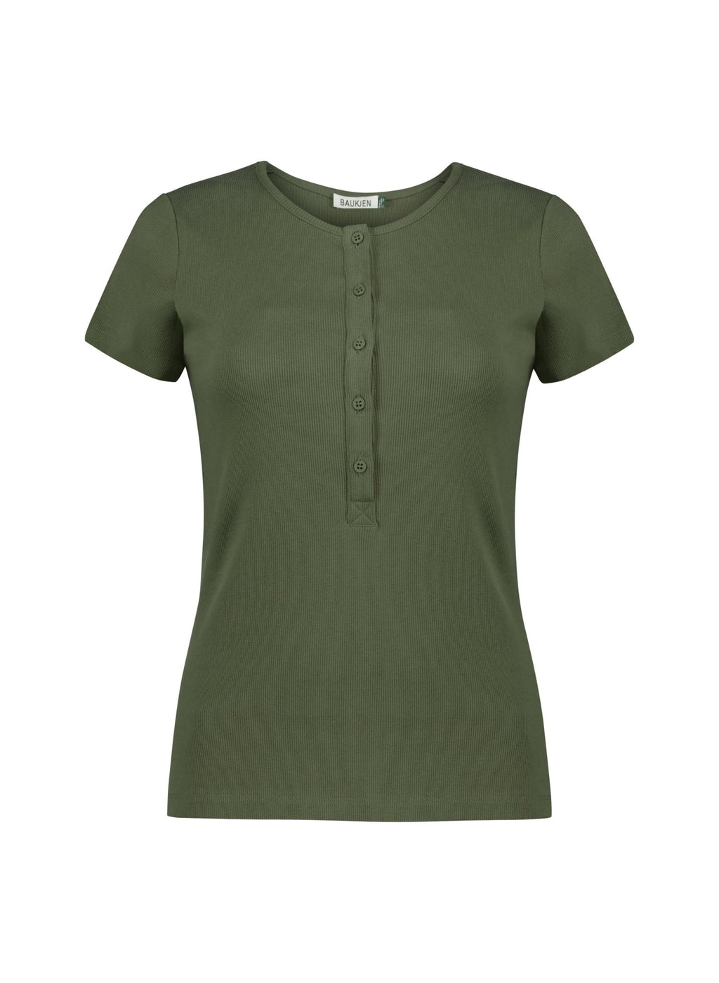 Kikki Cap Sleeve Henley Top - Light Khaki Baukjen