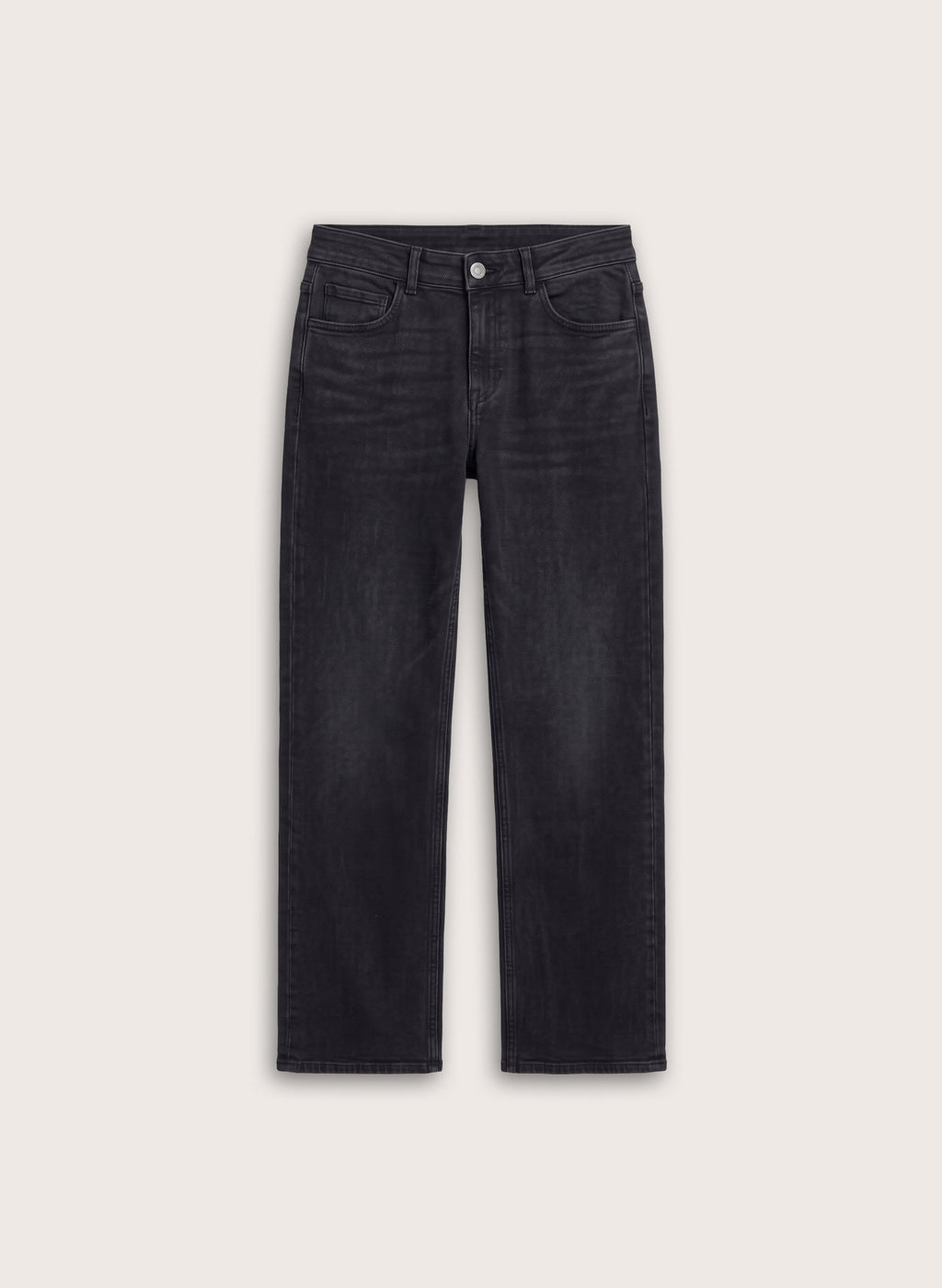 Kim Straight Leg Mid Rise Jeans - Washed Black Baukjen