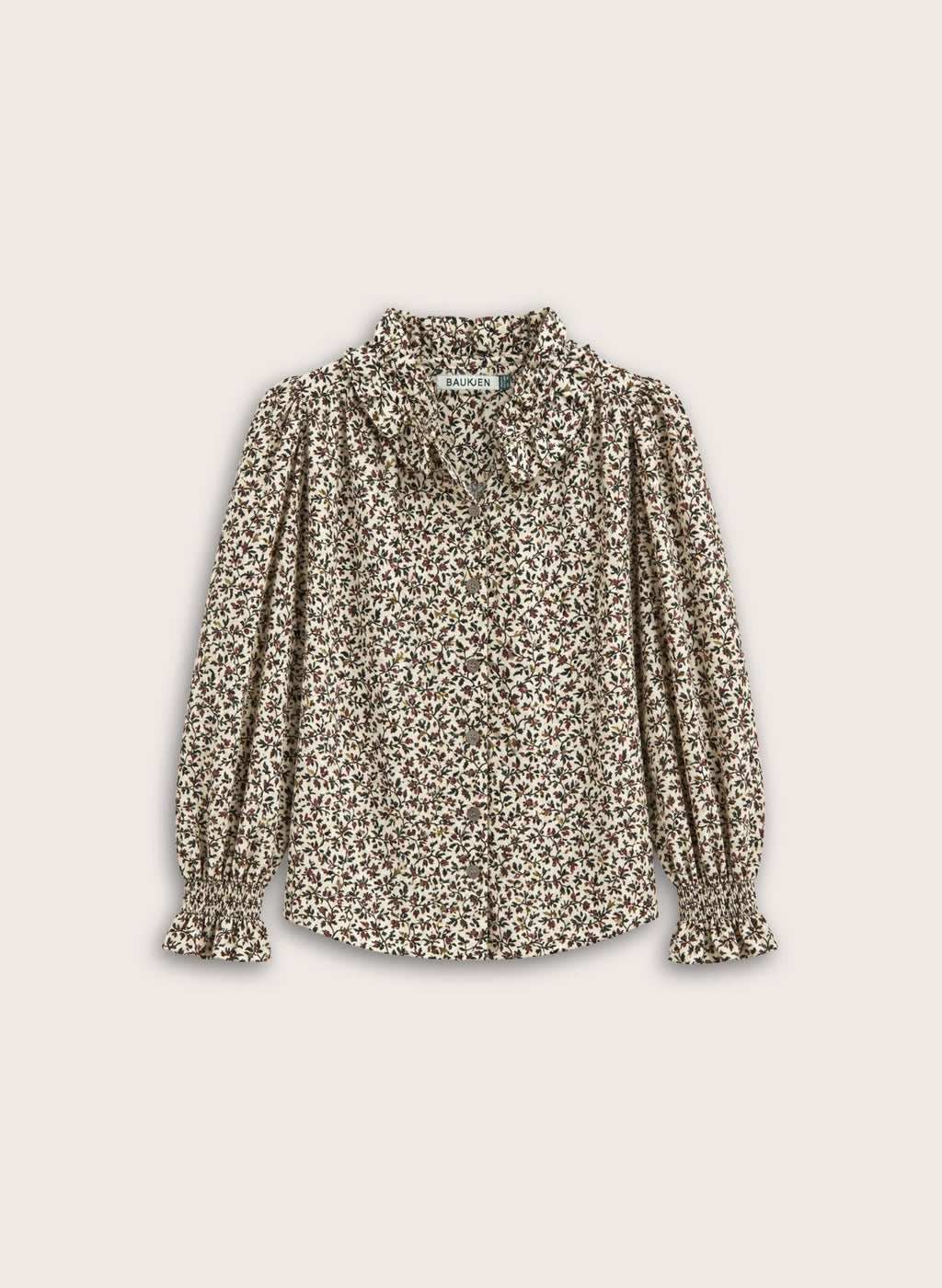 Kitty Puff Sleeve Blouse - Cream Trailing Floral Baukjen
