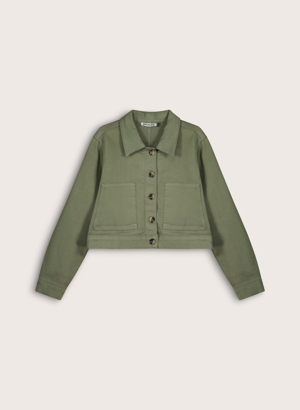 Kristi Organic Cotton Cropped Denim Jacket - Light Khaki Baukjen