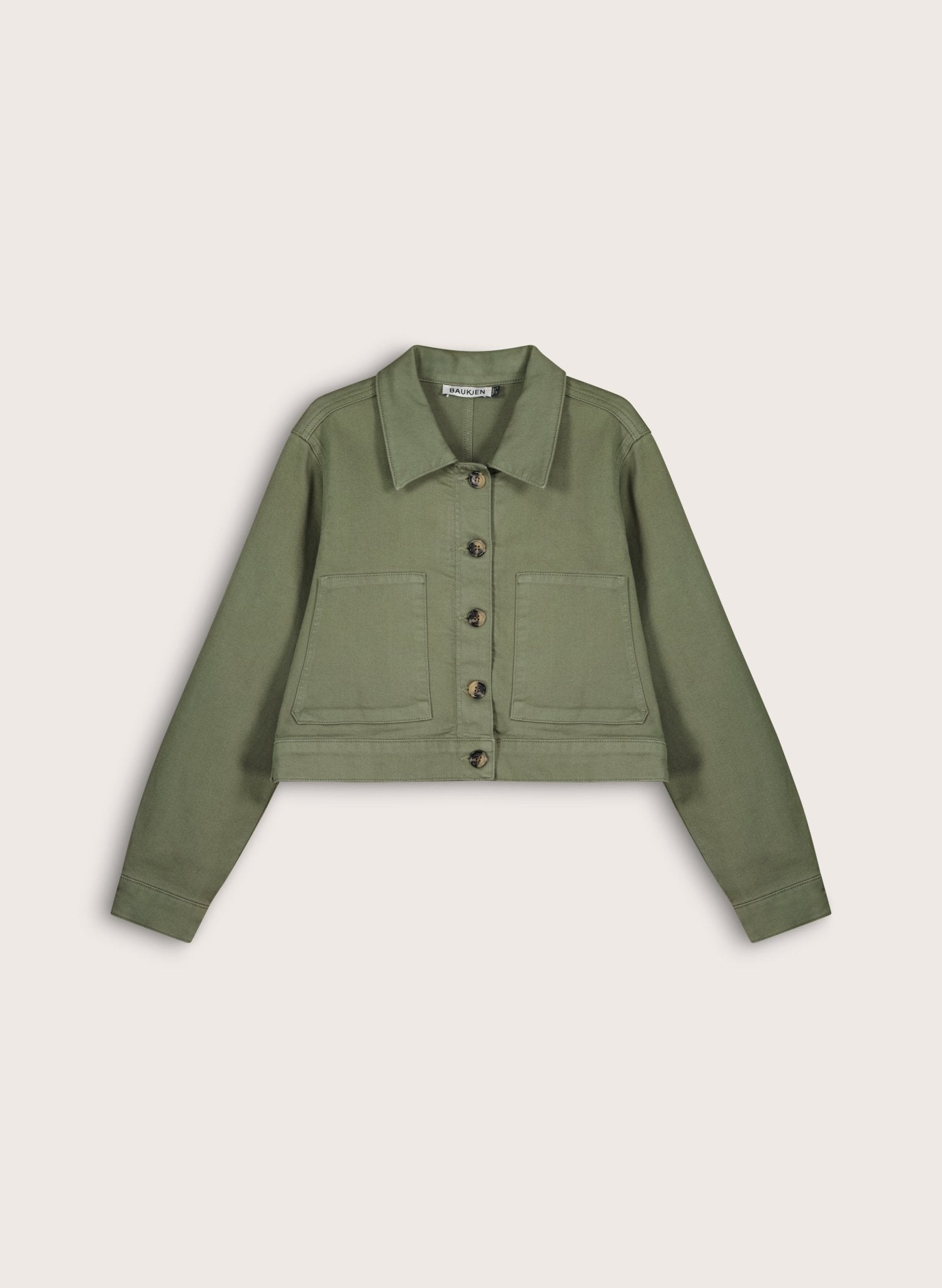 Kristi Organic Cotton Cropped Denim Jacket - Light Khaki Baukjen