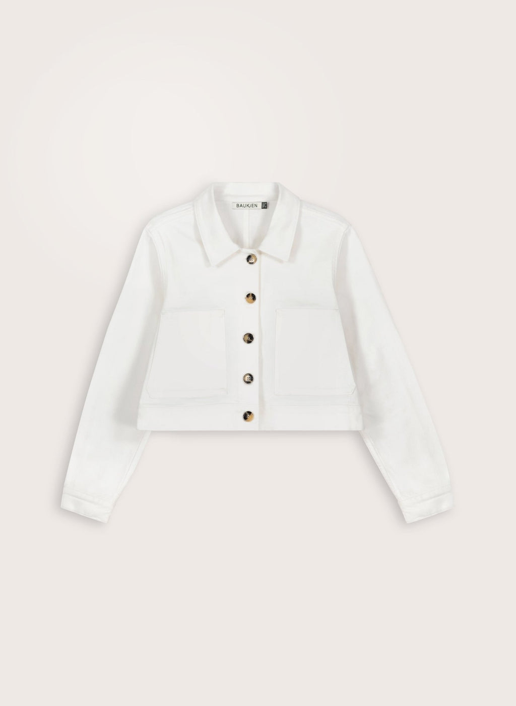 Kristi Organic Cotton Cropped Denim Jacket - Soft White Baukjen