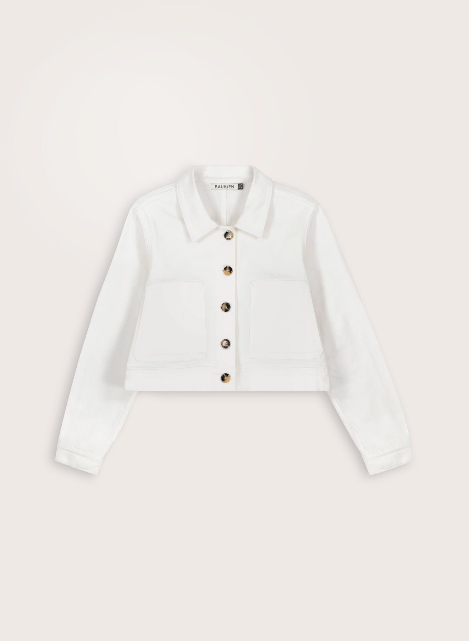 Kristi Organic Cotton Cropped Denim Jacket - Soft White Baukjen