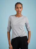 Krystea Luxe Crew Neck Top - Grey Marl Baukjen