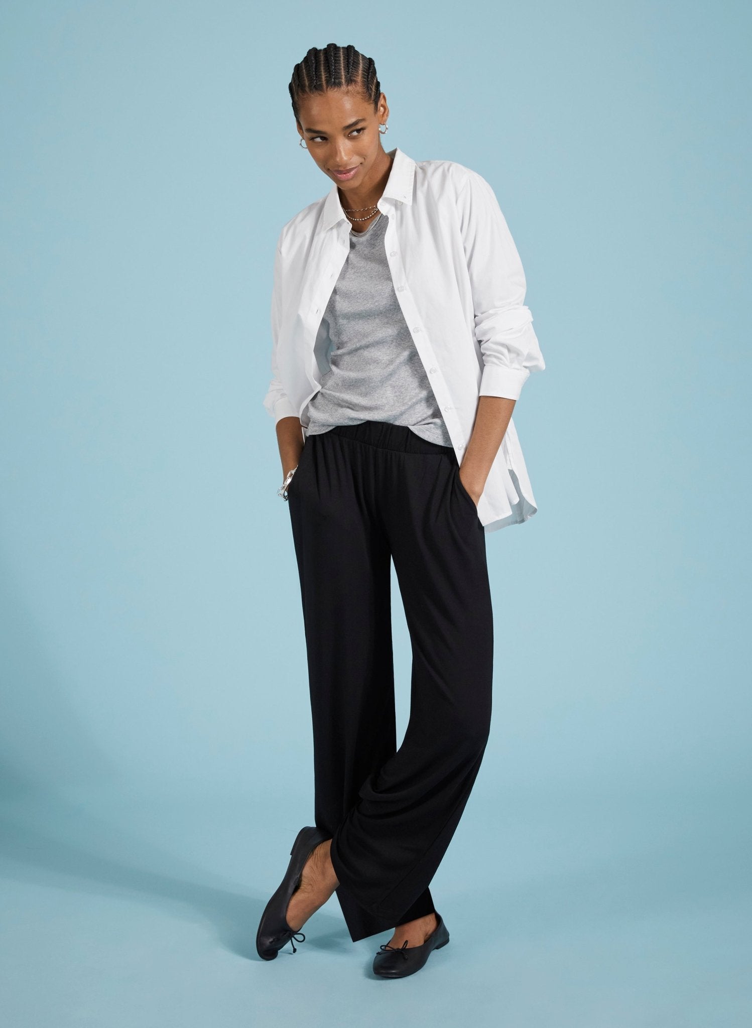 Krystea Luxe Crew Neck Top - Grey Marl Baukjen