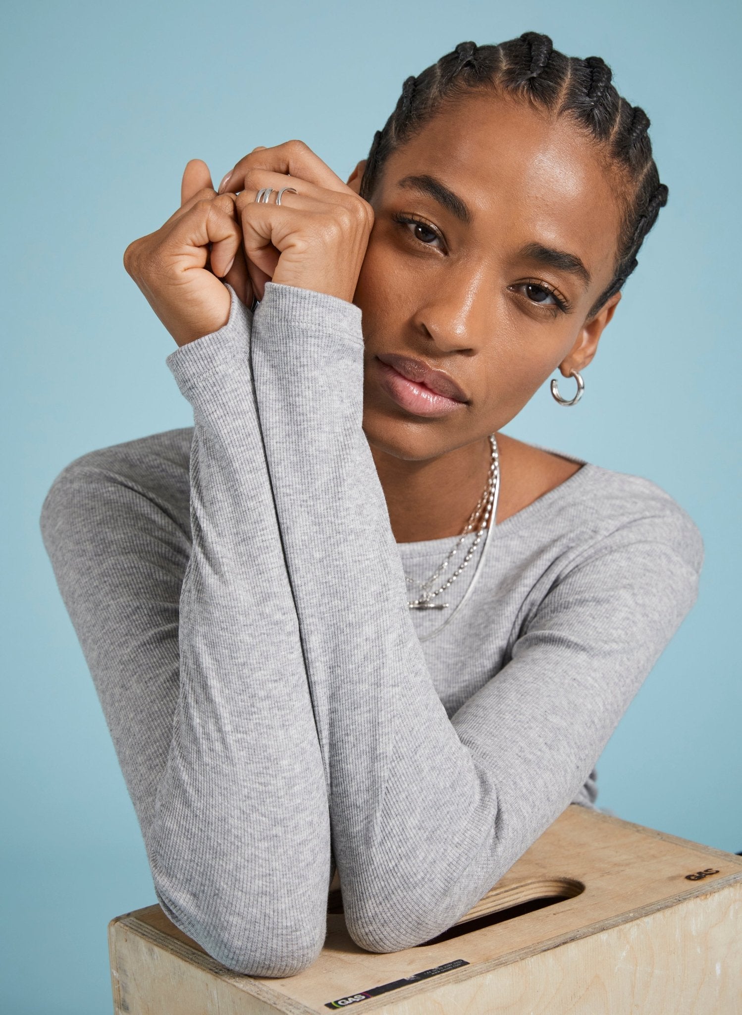 Krystea Luxe Crew Neck Top - Grey Marl Baukjen