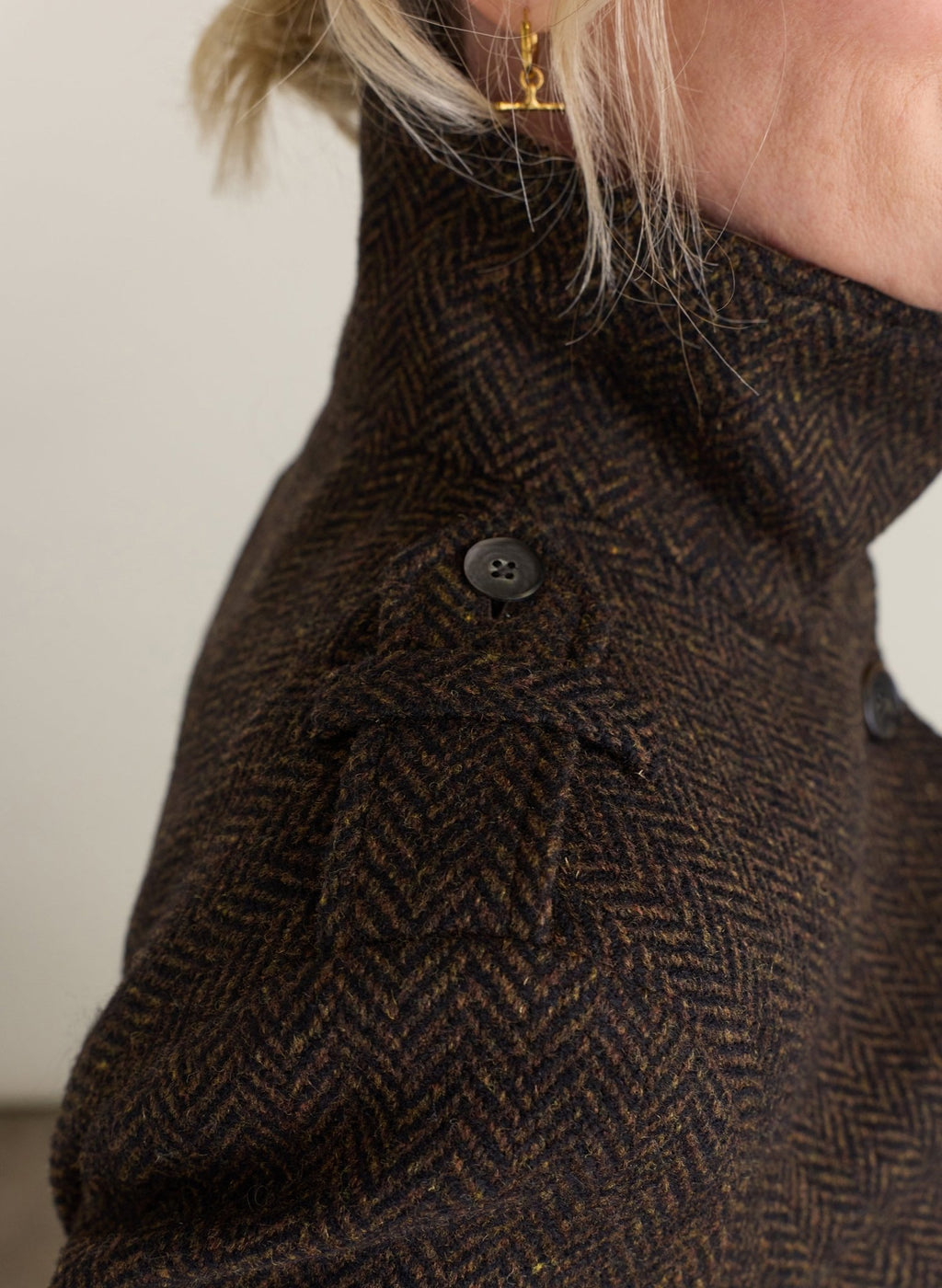 Langley Belted Wool Coat - Chocolate Herringbone Baukjen