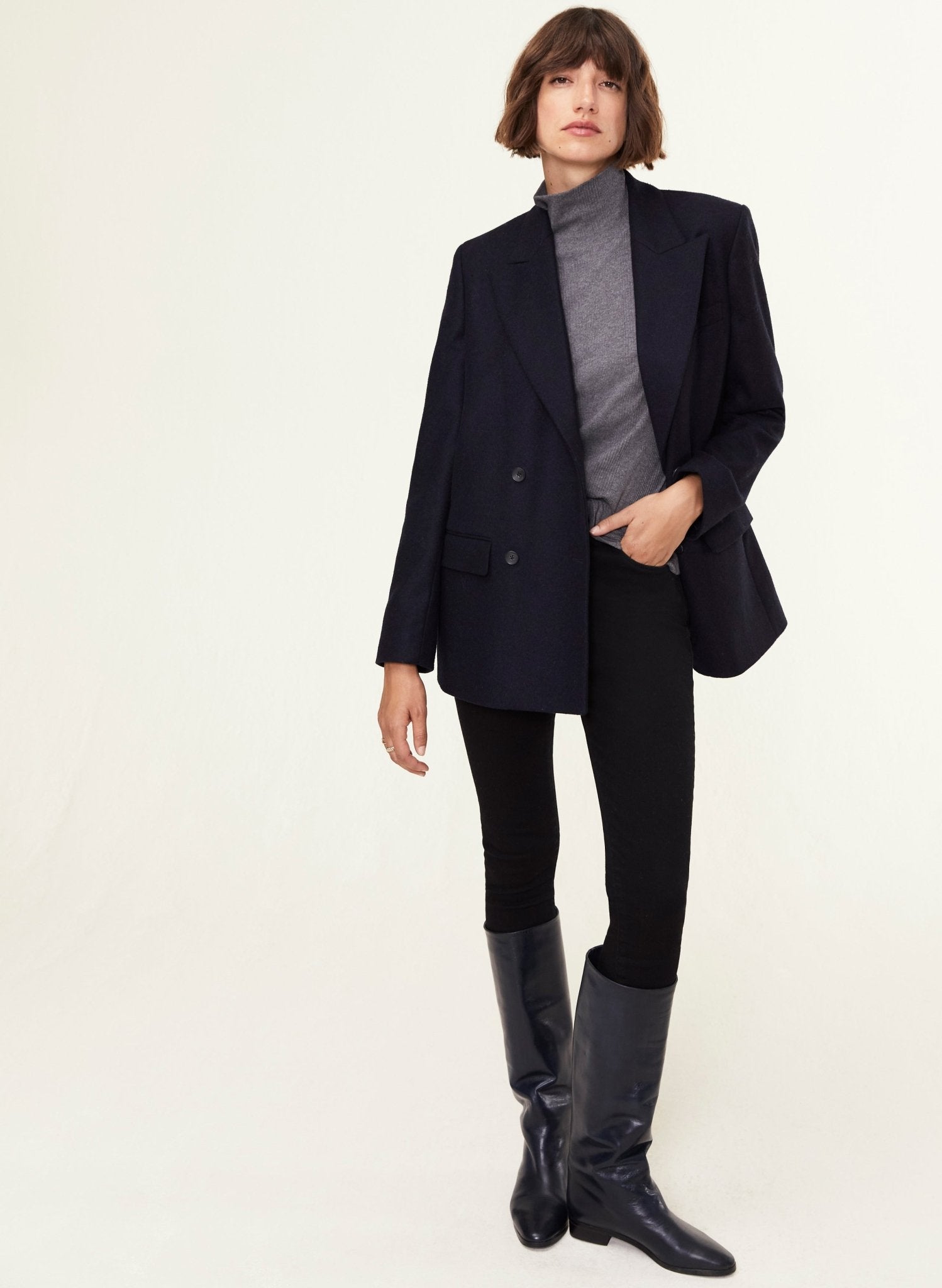 Larissa Upcycled Coat - Classic Navy Baukjen