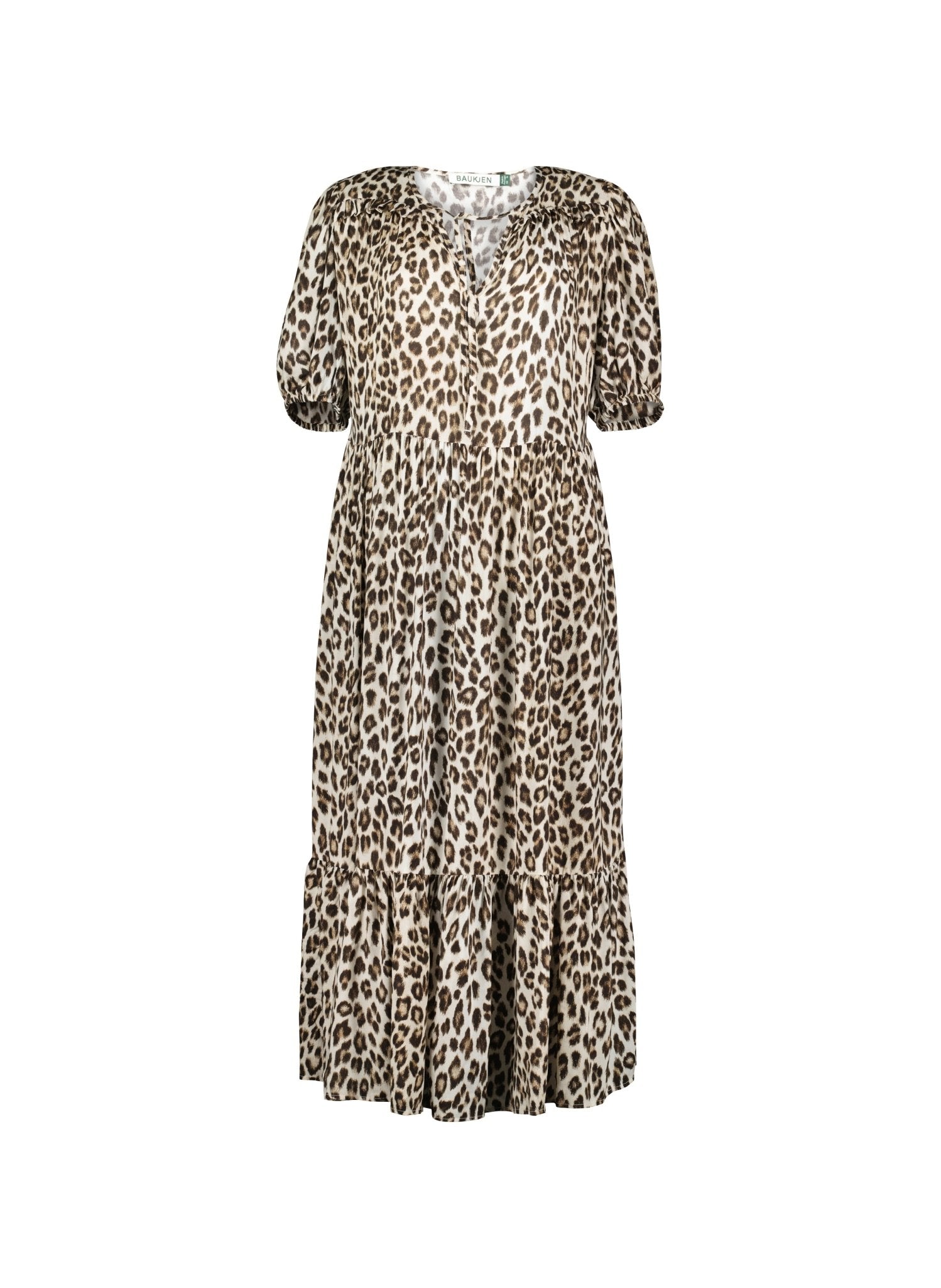 Lavinia Printed Midi Dress - Taupe Leopard Baukjen