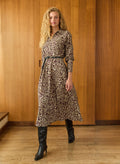 Leanne Printed Midi Dress - Plum Leopard Baukjen