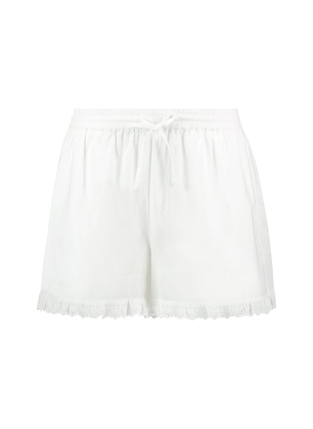 Leona Organic Cotton Broderie Detail Pyjama Shorts - Soft White Baukjen