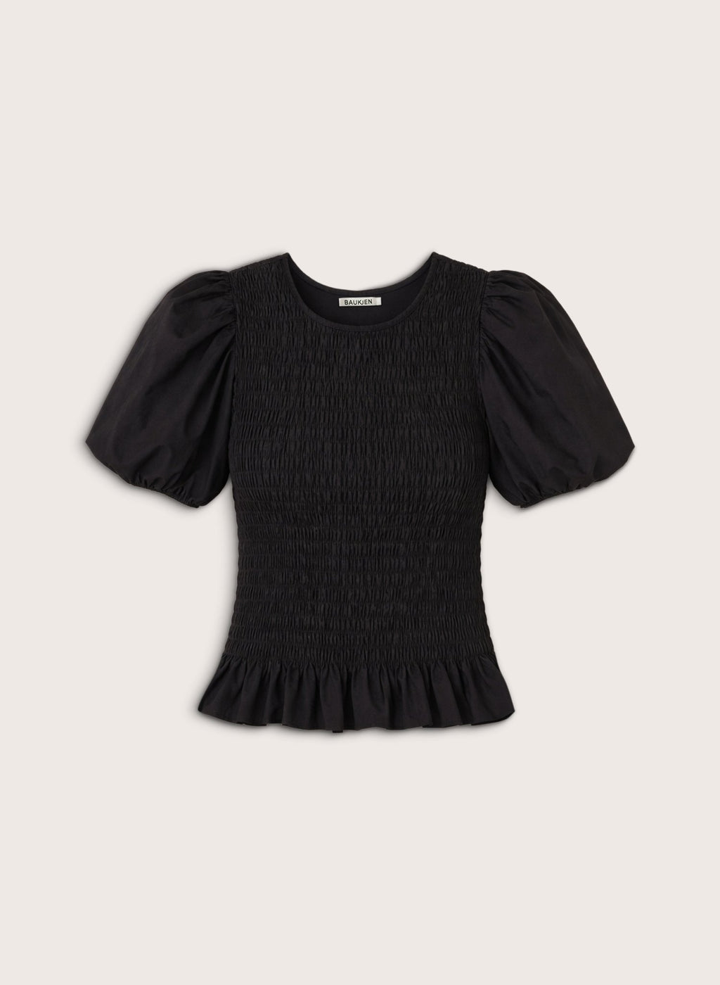 Lillie Organic Smocked Top - Caviar Black Baukjen