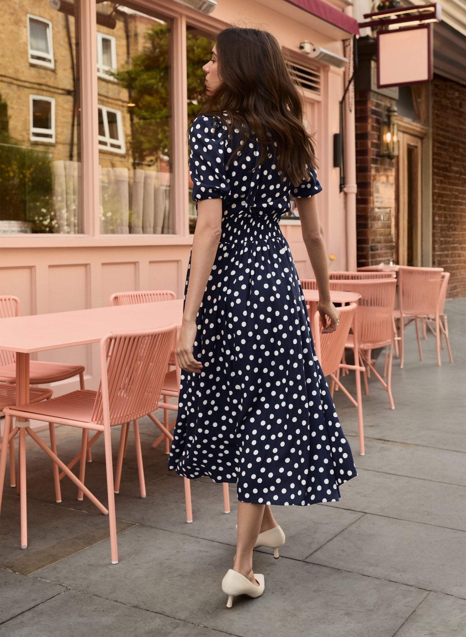 short sleeve midi dress with sleeves Green Printed V-Neck Short Sleeve Midi Dress 8