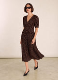 Lina Waist - Cinching Dress - Dark Chocolate Polka Baukjen