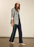Lisa Side Stripe Trousers - Navy, Green & White Baukjen