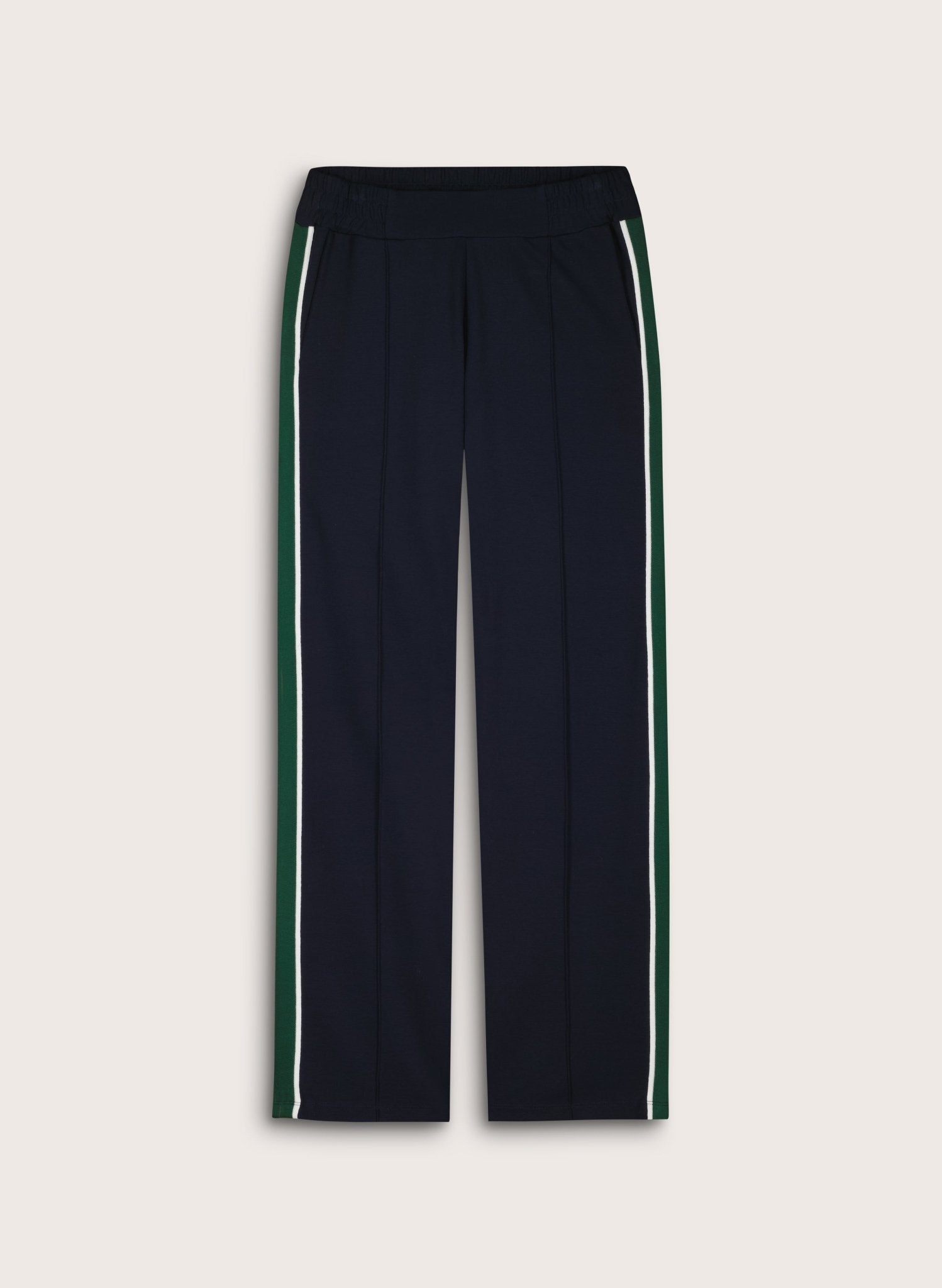 Lisa Side Stripe Trousers - Navy, Green & White Baukjen