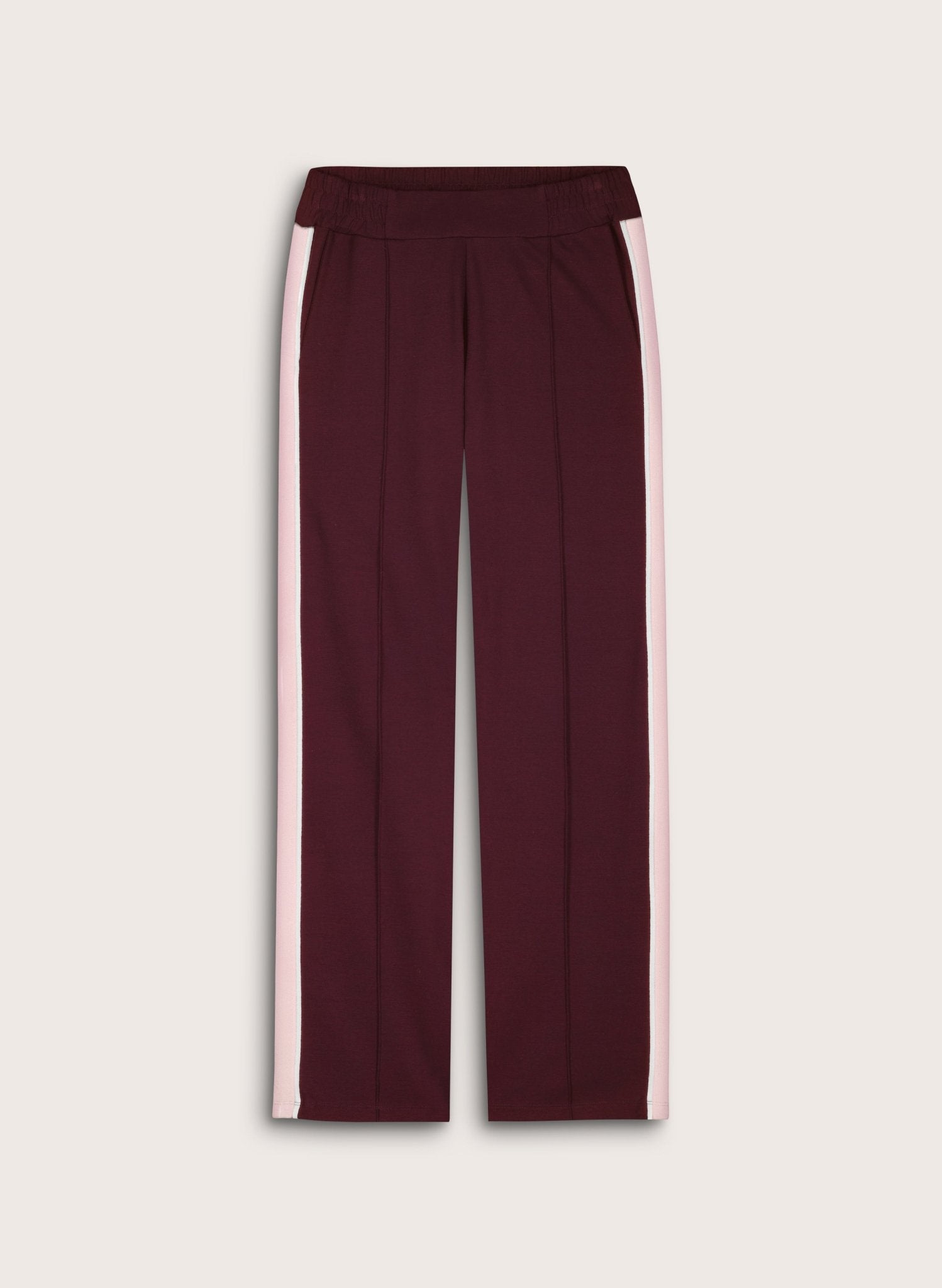 Lisa Side Stripe Trousers - Plum, Pink & White Baukjen