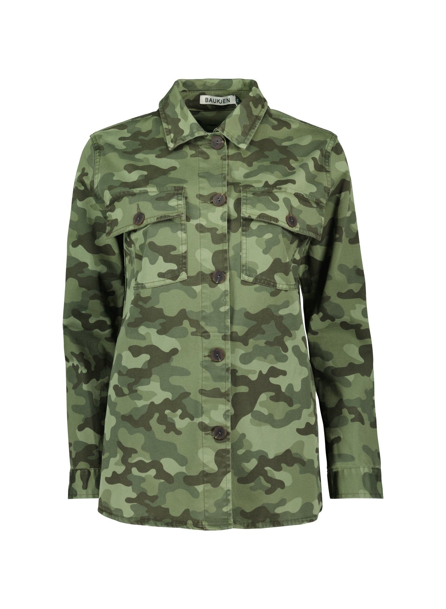 Liz Cotton Jacket - Khaki Camouflage Print Baukjen