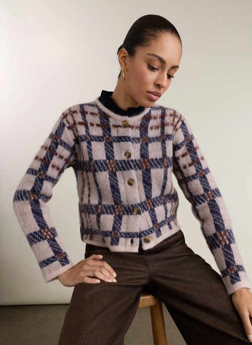 Liza Knit Jacket - Neutral, Navy & Chocolate Baukjen