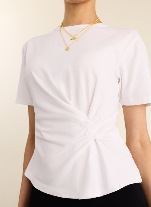 Lois Organic Draped Top - Pure White Baukjen