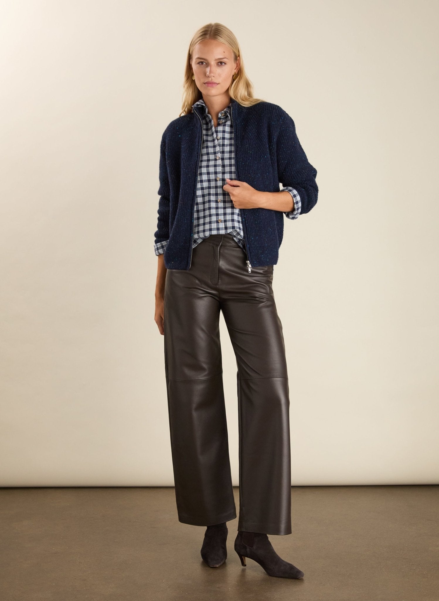 Lonnie Wool Blend Zip Cardigan - Navy Baukjen