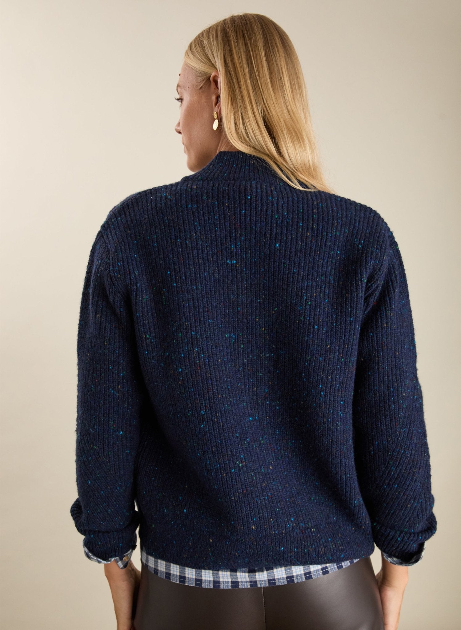Lonnie Wool Blend Zip Cardigan - Navy Baukjen