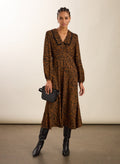 Lorelai Printed Midi Dress - Chocolate Tiger Baukjen