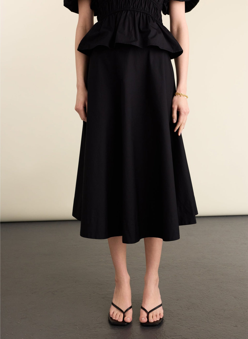 Loretta Organic Cotton Midi Skirt - Caviar Black Baukjen