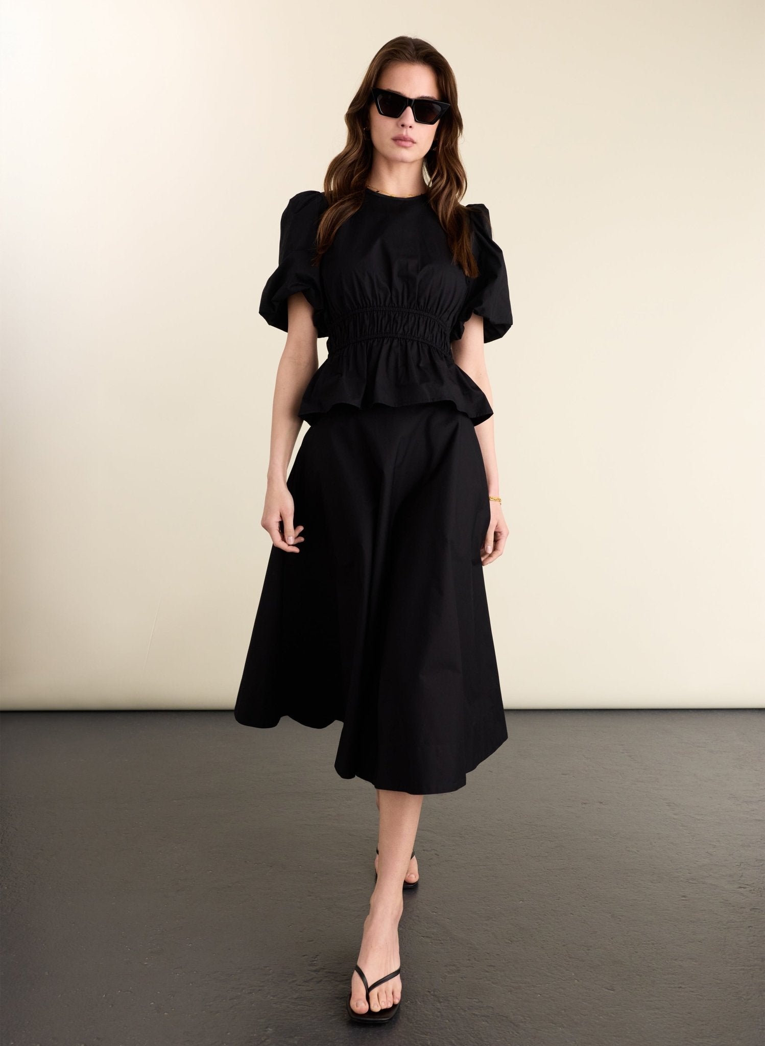 Loretta Organic Cotton Midi Skirt - Caviar Black Baukjen