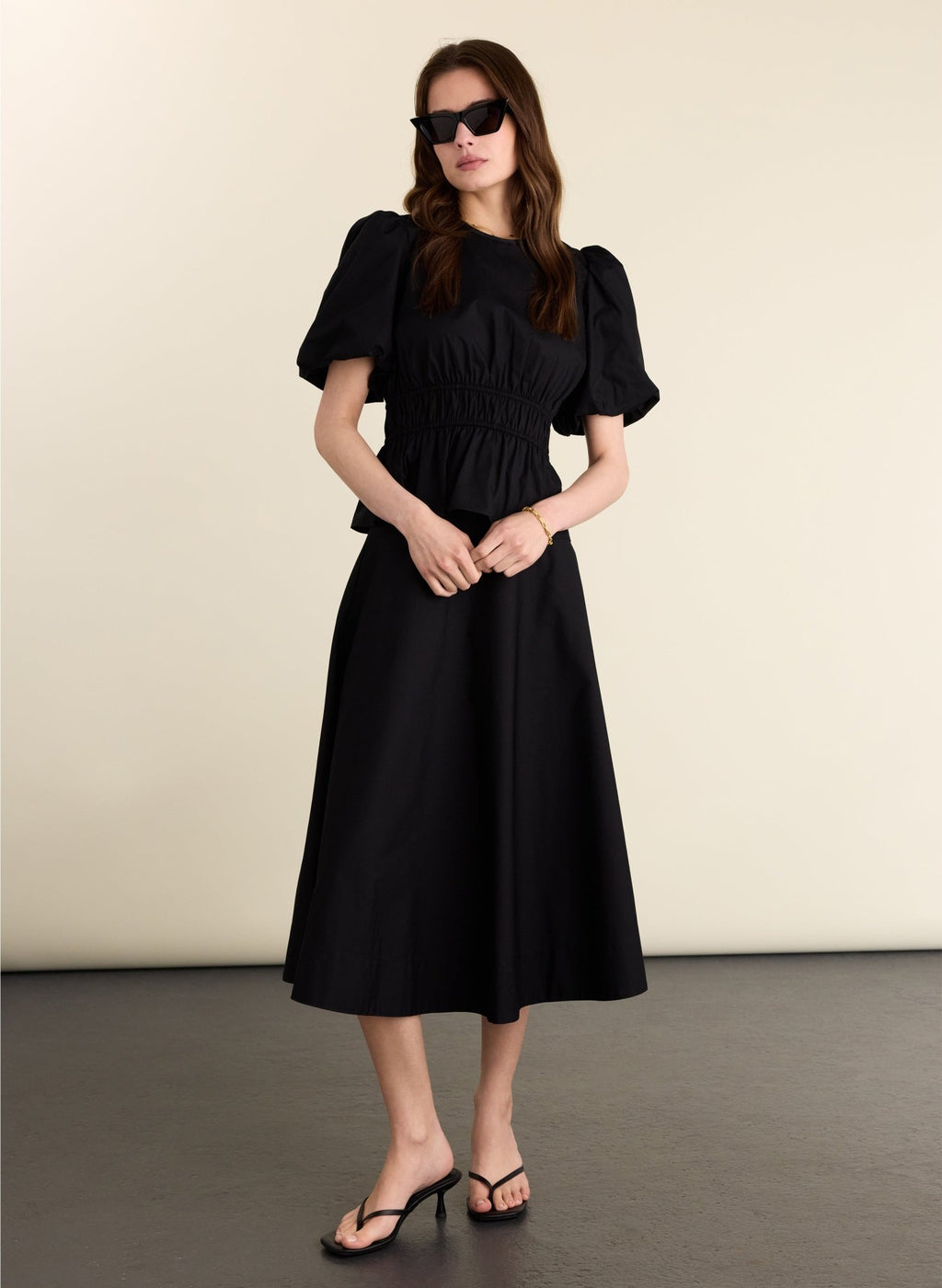 Loretta Organic Cotton Midi Skirt - Caviar Black Baukjen