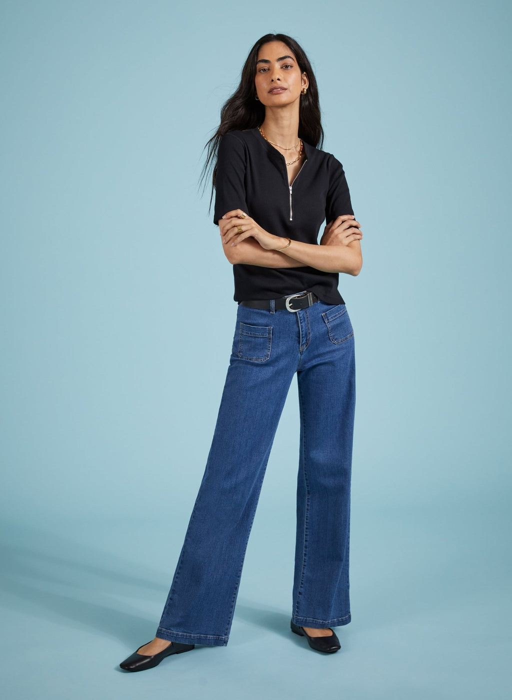 Lou Organic Cotton Stretch Jeans - Petite - Washed Indigo Baukjen