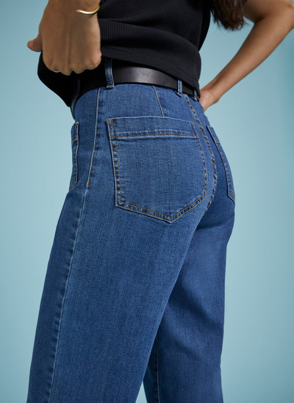 Lou Organic Cotton Stretch Jeans - Washed Indigo Baukjen