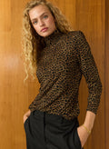 Lucy Turtleneck Top - Chestnut Leopard Baukjen