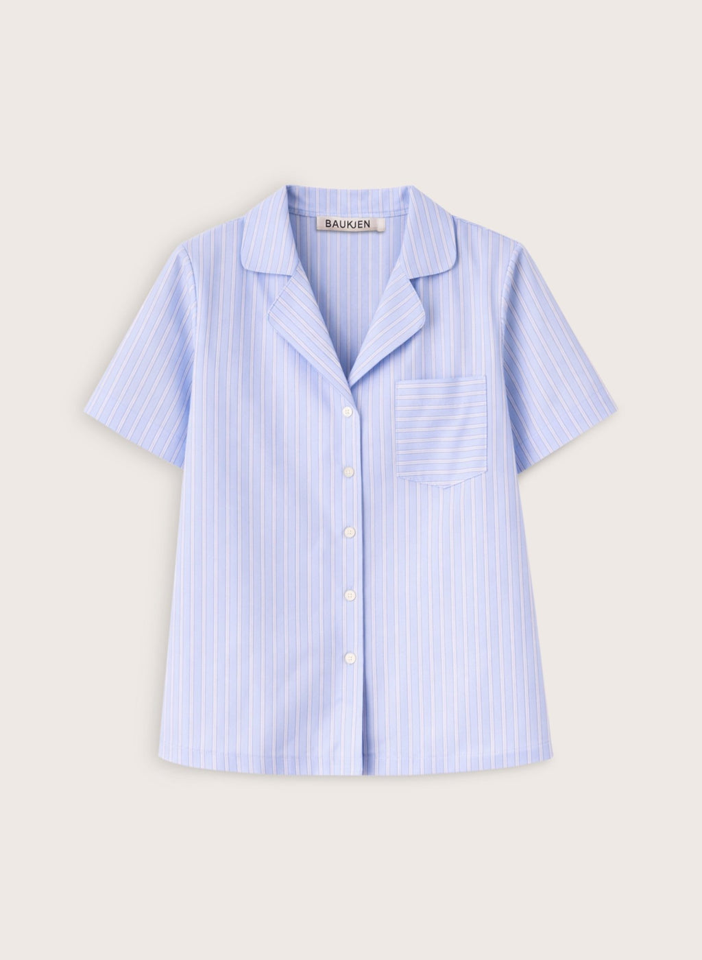 Lula Organic Cotton Stripe Pyjama Shirt - Blue & White Stripe Baukjen