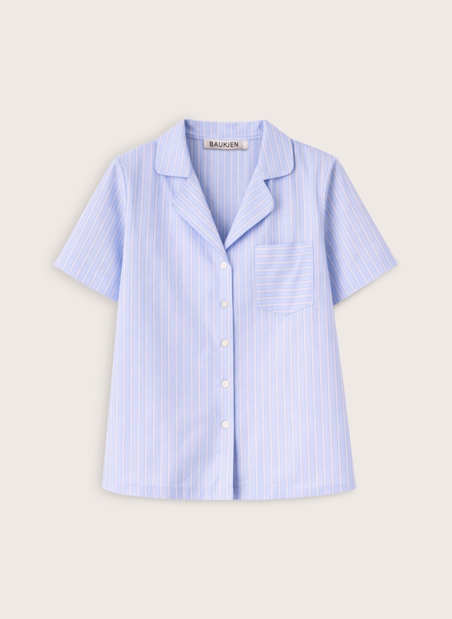 Lula Organic Cotton Stripe Pyjama Shirt - Blue & White Stripe Baukjen