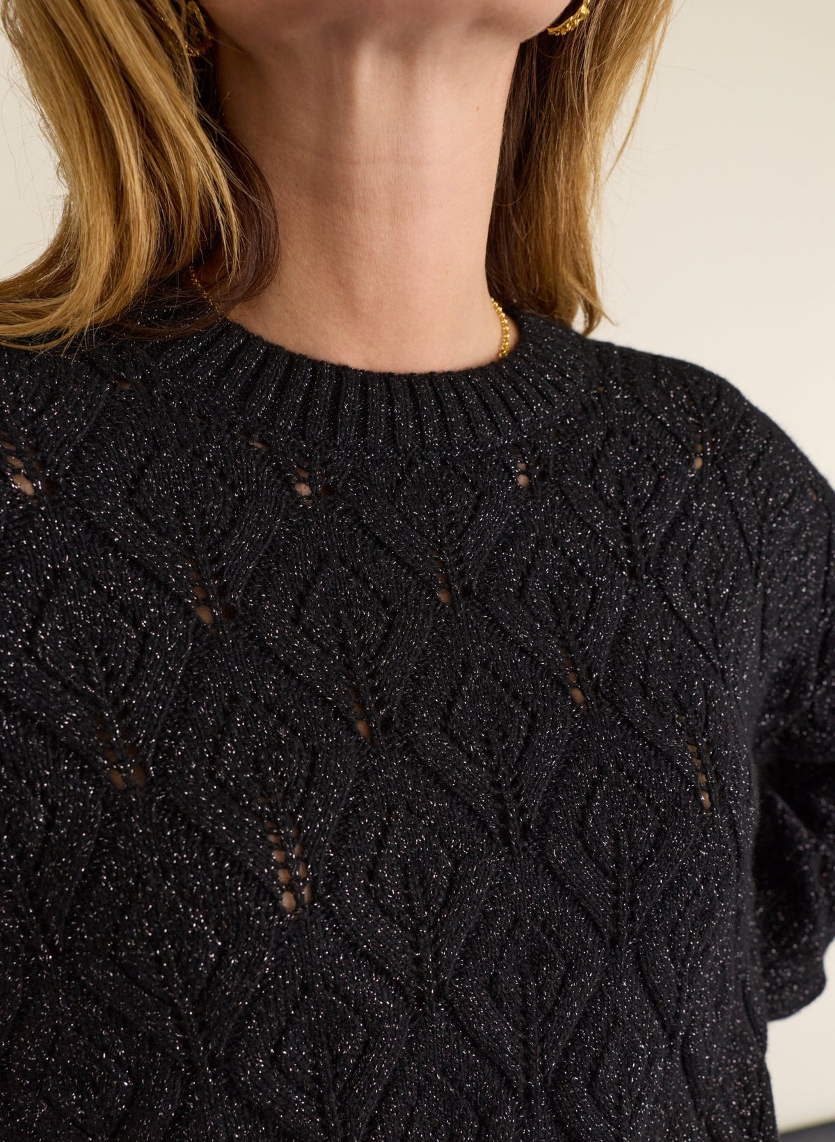 Lumi Sparkle Stitch Detail Jumper - Black Sparkle Baukjen