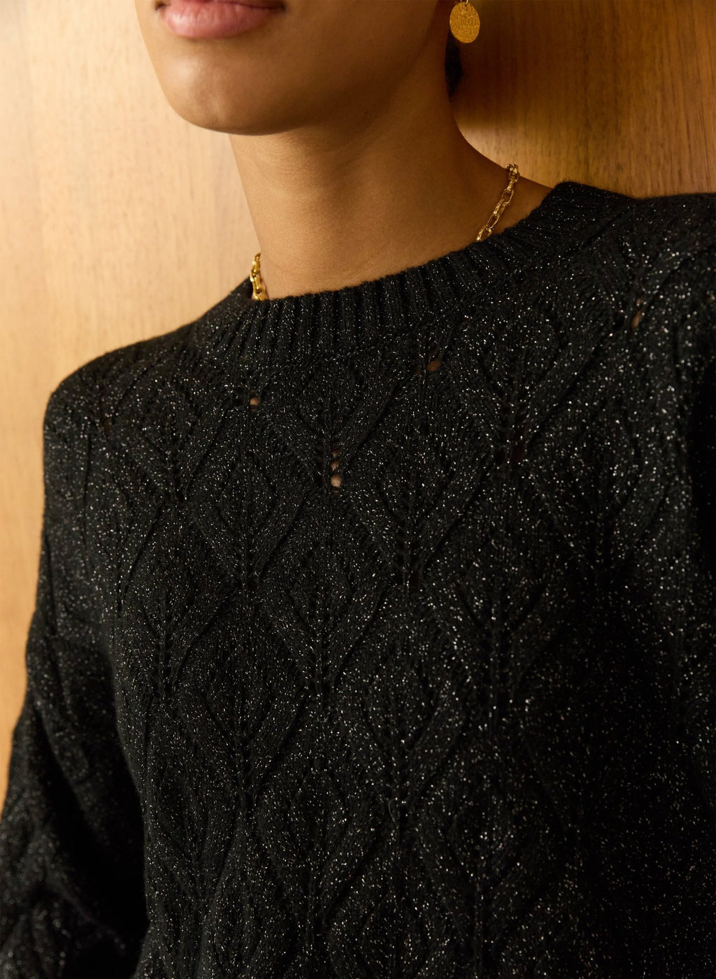 Lumi Sparkle Stitch Detail Jumper - Black Sparkle Baukjen