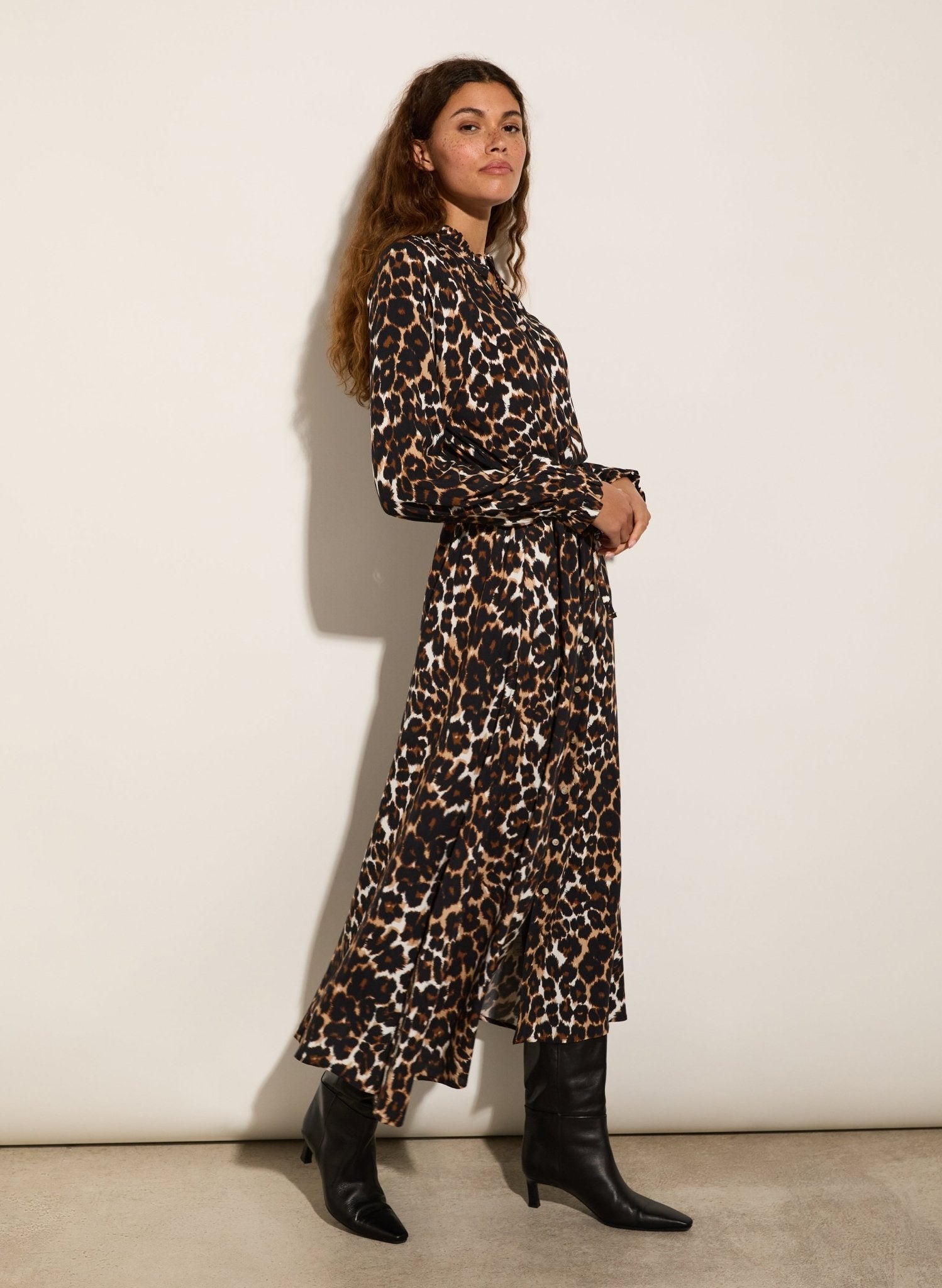 Luna Midi Dress - Brown Leopard Baukjen