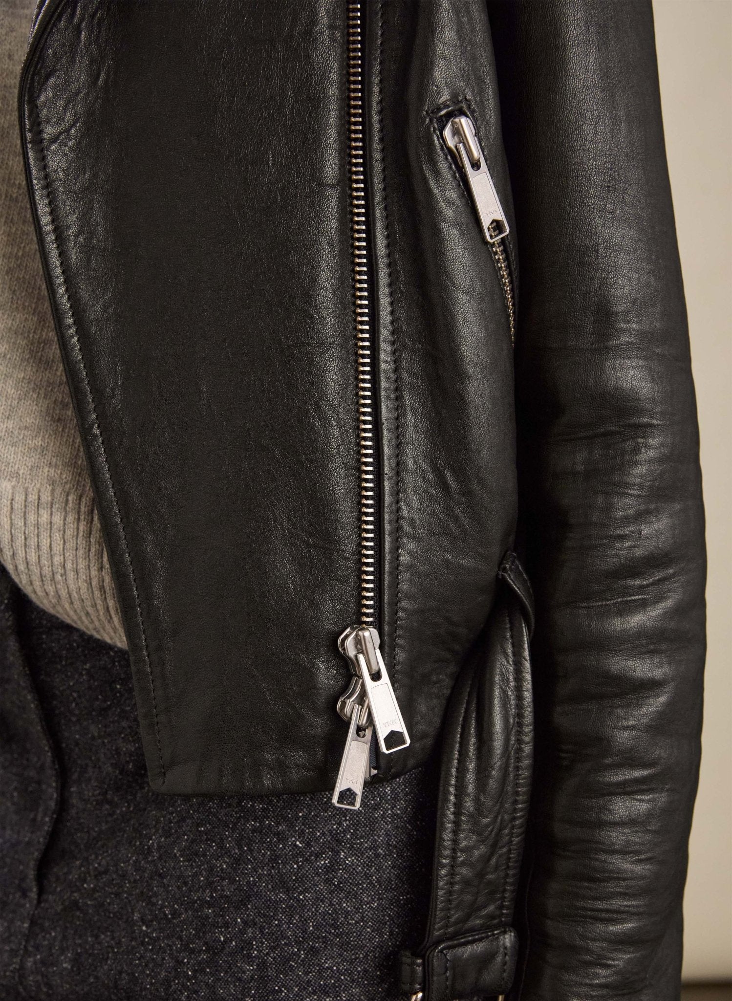 Lyle Chrome Free Leather Biker - Caviar Black Baukjen