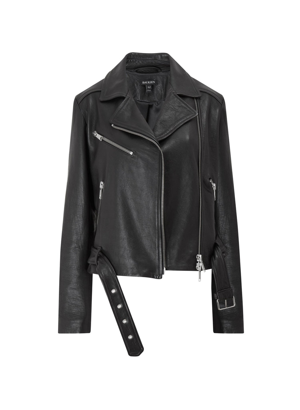 Lyle Chrome Free Leather Biker - Caviar Black Baukjen