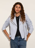 Lyle Leather Biker Jacket - Dawn Blue Baukjen