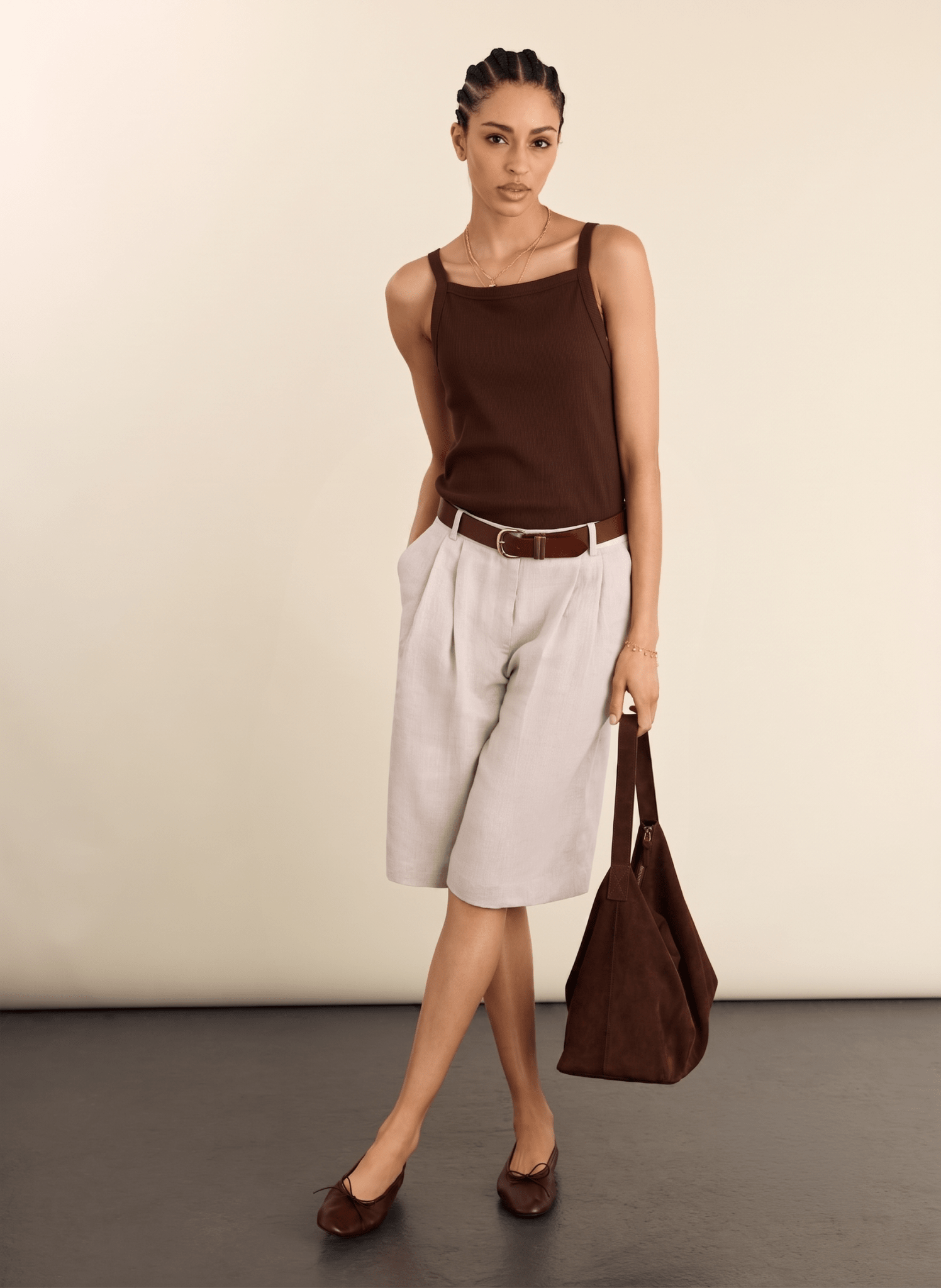 Lynette Suede Tote Bag  - Dark Chocolate Baukjen