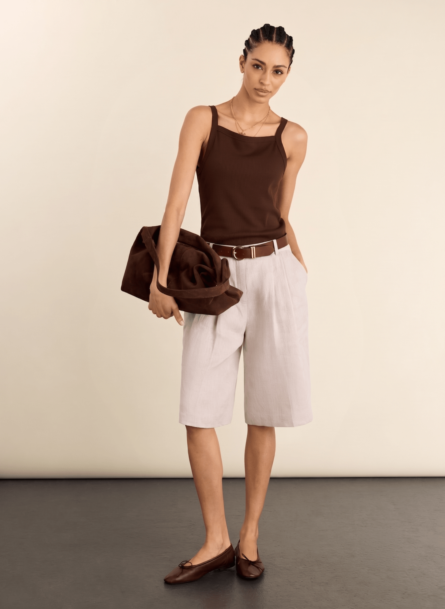 Lynette Suede Tote Bag  - Dark Chocolate Baukjen