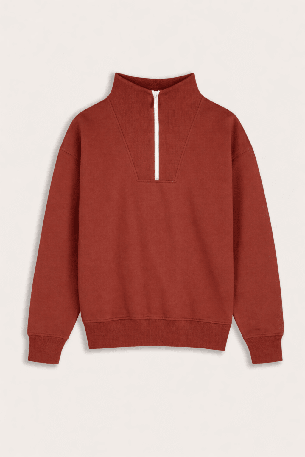 Maddox Organic Cotton Half Zip Sweatshirt - Terracotta Baukjen